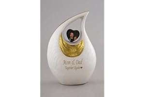 KEEPSAKE COMPANY White Teardrop Small Urns for Human Ashes/Mini Urn with Sky Blue Heart/Cremation Keepsakes for Ashes. (Custo