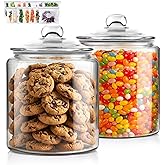 Masthome 2 Glass Storage Jars Set,1 Gallon Cookie Jar for Food Storage,Airtight Glass Jars with Lids for Kitchen Counter Pantry Well Organization,Send 15 pcs Food Storage Bags