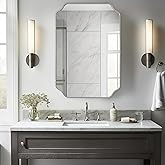 ANDY STAR Scalloped Bathroom Mirror, 24x36 Inch Brushed Nickel Rectangle Mirror, Silver Bathroom Vanity Mirror, Silver Framed Mirror in Anti-Rust Stainless Steel Metal, Thin Frame Deep 1’’