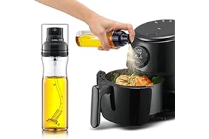 MISSOLO Oil Sprayer for Cooking, 250ml Olive Oil Sprayer, Olive Oil Mister, Oil Spray Bottle, Adjustable Spray Size for Kitchen, Air Fryer, Cooking, Barbecue, Salad, Baking (Black)