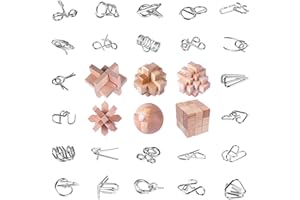 ﻿RLYLF 30Pcs Brain Teaser Puzzles Games Educational Toys Mind Wooden and Metal 3D Puzzles Unlock Interlock IQ Box