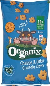 Organix Gruffalo Claws Cheese & Onion Toddler Snacks 12m+ 4 x 15g Bags x3 Packs view 7