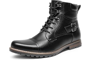 Bruno Marc Men's Motorcycle Combat Boots Zipper Biker Boot