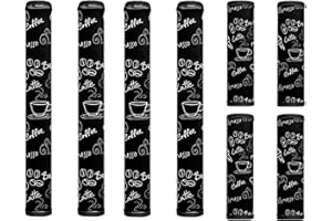 Tutolipy Coffee Print Refrigerator Door Handle Covers Set of 8, Antiskid Protector for Fridge Oven Dishwasher Keep Your Kitchen Appliance Clean from Smudges, Food Stains