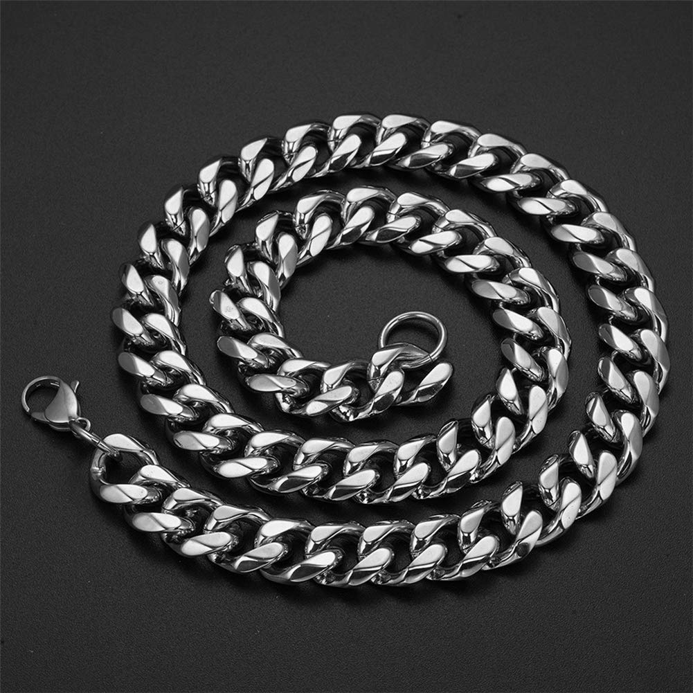 Mens Stainless Steel Silver Tone 7-40 inch 15MM Heavy Cuban Curb Link Chain Necklace Bracelet
