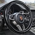 HAOKAY Top Grade Black Genuine Leather Steering Wheel Cover Men Women, Luxury Steering Wheel Cover for Cars, SUVS and Trucks，Universal 14.5-15 inch