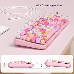 MOFII Wired Full Size USB Keyboard, Colorful Retro