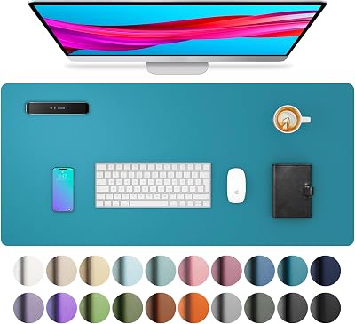 Aothia Office Desk Mat PU Leather 80cm x 40cm Turquoise Blue