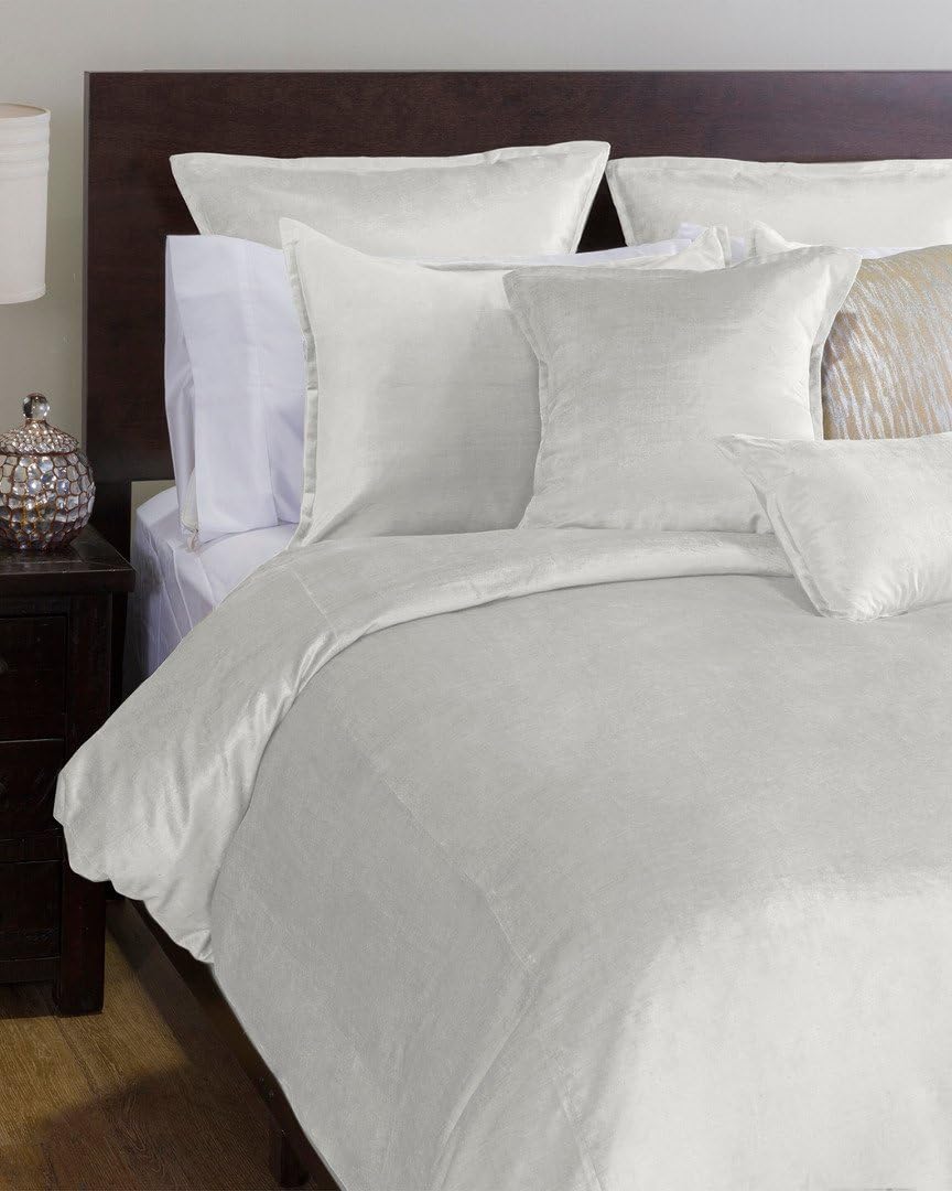 Velvet Duvet Cover and Shams - 3 Piece Set (King 108 x 92", Pearl)