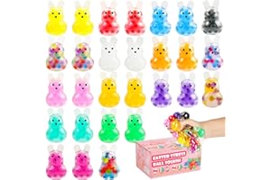UDZRL 28Packs Easter Bunny Stress Balls,Easter Basket Stuffers,Easter Squishy Squeeze Balls Bulk Fidget Toys for Adults,Stress Relief Balls,Easter Gifts Party Favors (Colorful-28)