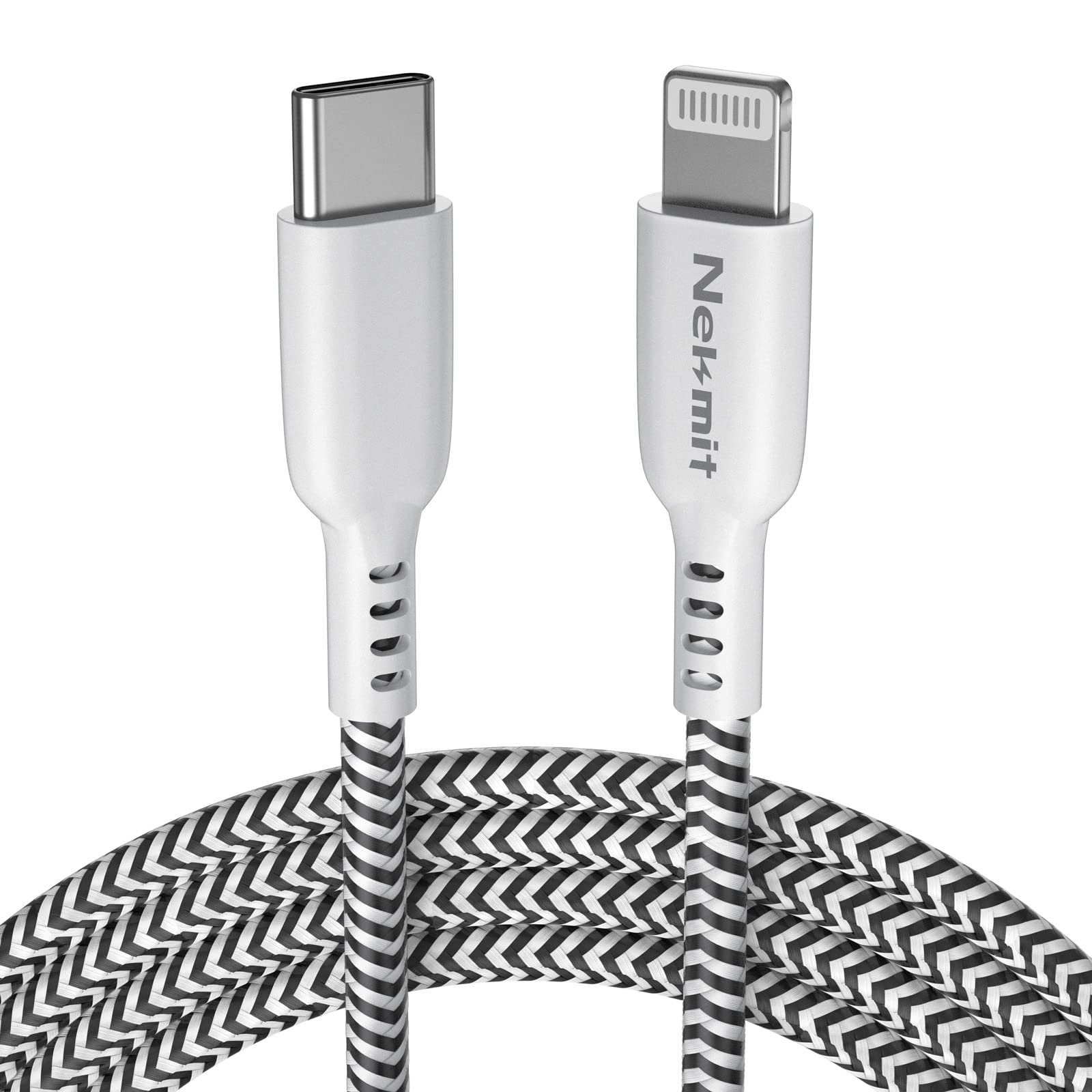 Nekmit USB-C to Lightning Charging Cable 6.6FT MFI Certified Syncing Cord for iPhone 15 Pro Max/iPhone 14 Pro/iPhone 13 / iPhone 12 Mini/iPad Pro/AirPods Pro and More, Support Power Delivery