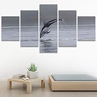 SIGNWIN 5 Panel Canvas Wall Art Colorful Fish Group Marine Life Multicolor Nautical Photography Realism Ultra for Home Decorations Ready to Hang - 60