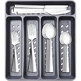 21 Piece Kitchen Silverware Set with Organizer Tray, Fork Spoon Knife Set Stainless Steel Cutlery Heavy Duty Silverware Set for 4 Flatware Tableware Eating Utensils Sets Forks Knives and Spoons Set