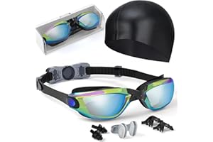 Hurdilen Kids Swim Goggles, Swimming Goggles for Kids Toddlers 3-14 with Swim Cap, Nose Clip, Nose Bridge, Ear Plugs