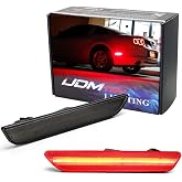 iJDMTOY LED Rear Side Marker Lights For Ford 2010-2014 Mustang | Red Full LED Strip Design, Direct Replace Back OEM Bumper Sidemarker Lamps, Smoked Lens