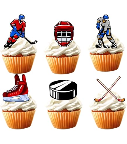25 Stück Glitzer Eishockey Cupcake Topper – Perfekt Für Sport-Partys & Geburtstage