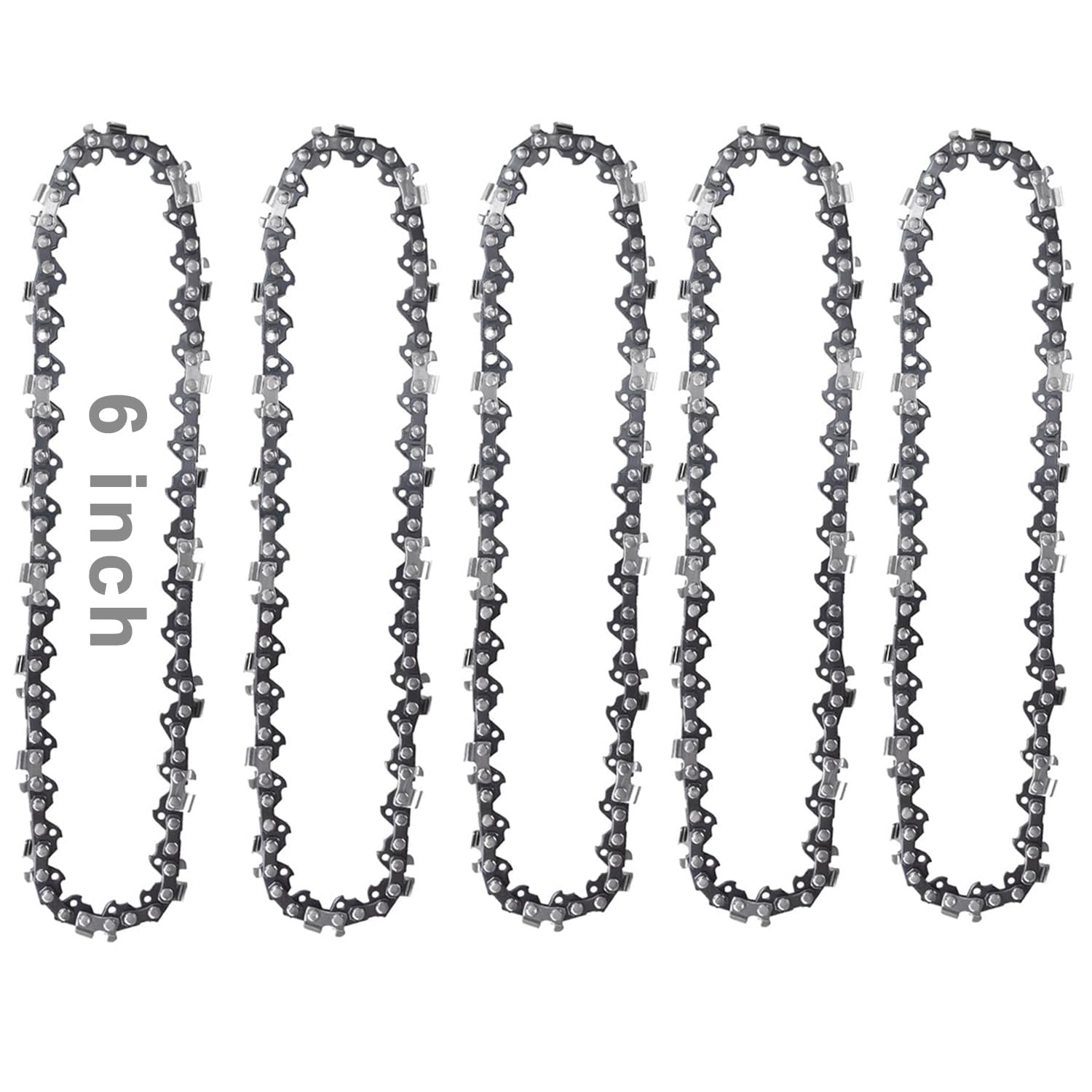Movstriker 5Pcs Mini Chainsaw Chain 6 Inch Replacement Chains for Portable Mini Chainsaw, Guide Saw Chain for Wood Branch Cutting Mini Chainsaws(37 Drive Links)