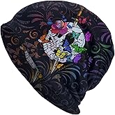 Flower Sugar Skull Beanie Hat Adult Skull Cap Warm Slouchy Knit Hat Headwear Gift for Men Women
