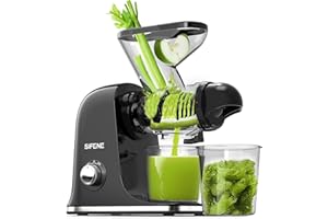 SiFENE Cold Press Juicer Machine, Compact Single Serve Slow Masticating Juicer, Vegetable and Fruit Juice Extractor Maker Squeezer, Easy to Clean, Non-BPA (Black)