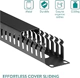kwmobile 1U 19" Rack Mount Cable Management 24 Slot Finger Raceway Panel Cover view 3