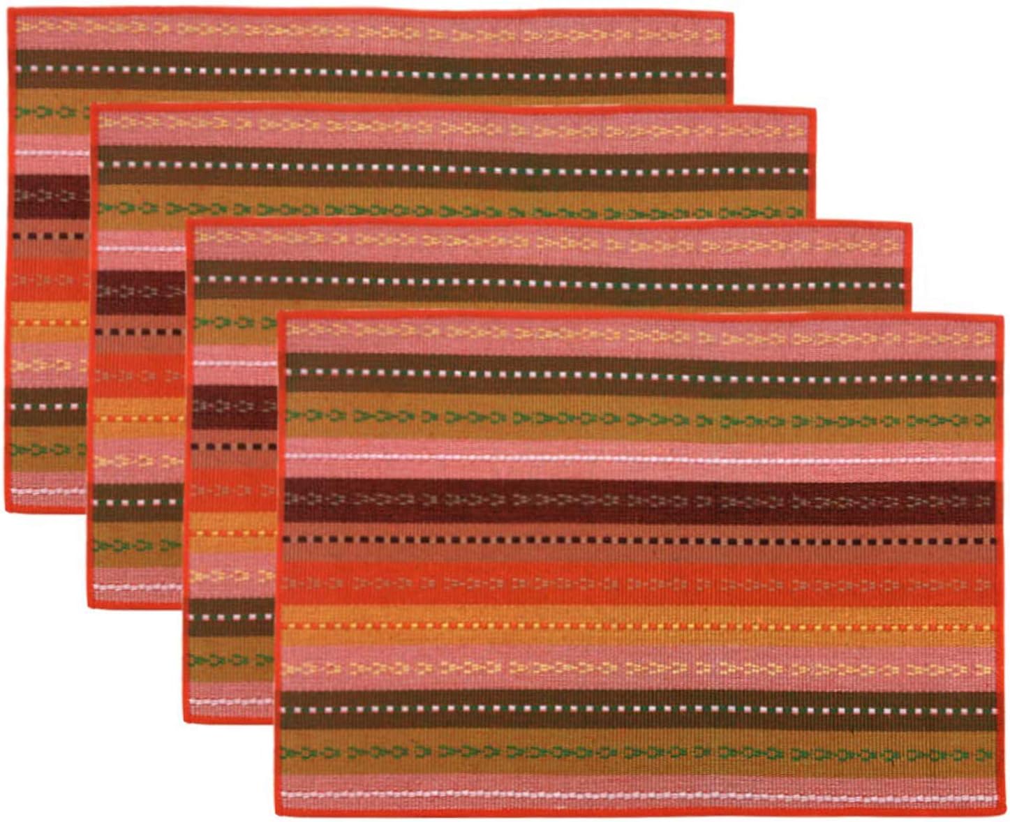 Colorful Cotton Hand Woven Placemats，Woven Braided Ribbed Cotton Table Mats，Washable Kitchen Table Mats, 4 Pack