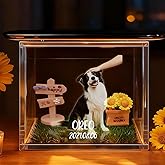 Funmii Personalized Pet Holographic Memorial Box - Dog Memorial Gifts for Loss of Dog - Acrylic 3D Floating Hologram Digital House with Photo - Pet Loss Sympathy Gift for Cats Dogs Owner Mom & Dad