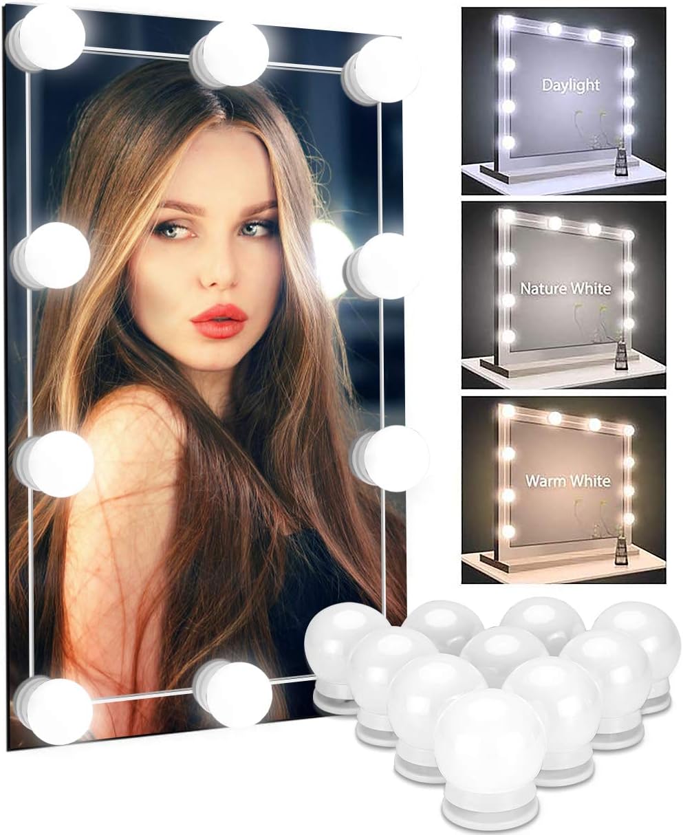 Vanity Mirror Lights Hollywood Style Led Lights For Makeup Mirror Vanity Lighting Kit With Dimmable 10 Bulbs For Makeup Vanity Table Led Makeup Lights For Dressing Room And Bathroom Amazon Com