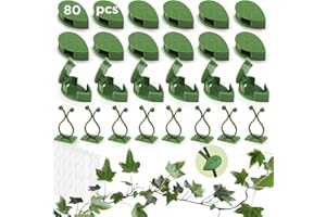 GeeRic 80Pcs Plant Climbing Wall Fixture Clips, Plant Clips Self-Adhesive Plant Support Invisible Leaf Plant Wall Fixer Vines