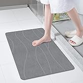 THMINS Extra Large Stone Bath Mat, 32''x20'' Non-Slip Diatomaceous Earth Stone Bath Mat, Super Absorbent Quick Drying for Bathroom/Kitchen, Easy to Clean