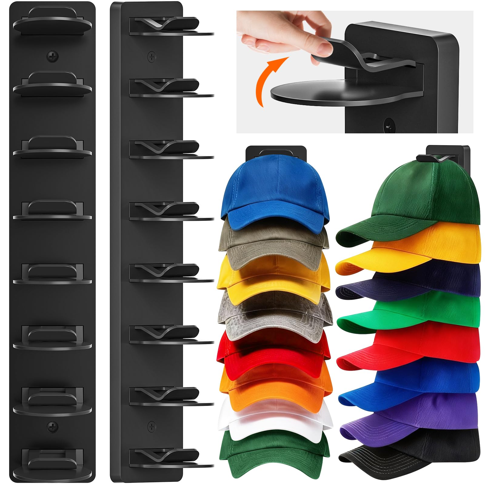 View 1 of ***MISSING PARTS***ONLY ONE***
Vocanoe Hat Organizer for Baseball Caps, 2 Pack Hat Rack for Wall Strong Adhesive, Multilayer Hat Storage Holder, Wall Mounted Cap Racks for Closet Door and Bedroom