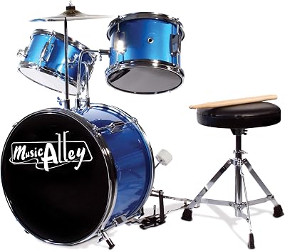 Music Alley Junior Drum Kit 3 Piece with Stool and Drumsticks