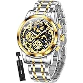OLEVS Mens Watch Chronograph Luxury Diamond Dress Business Analog Quartz Wrist Watches Stainless Steel Waterproof Luminous