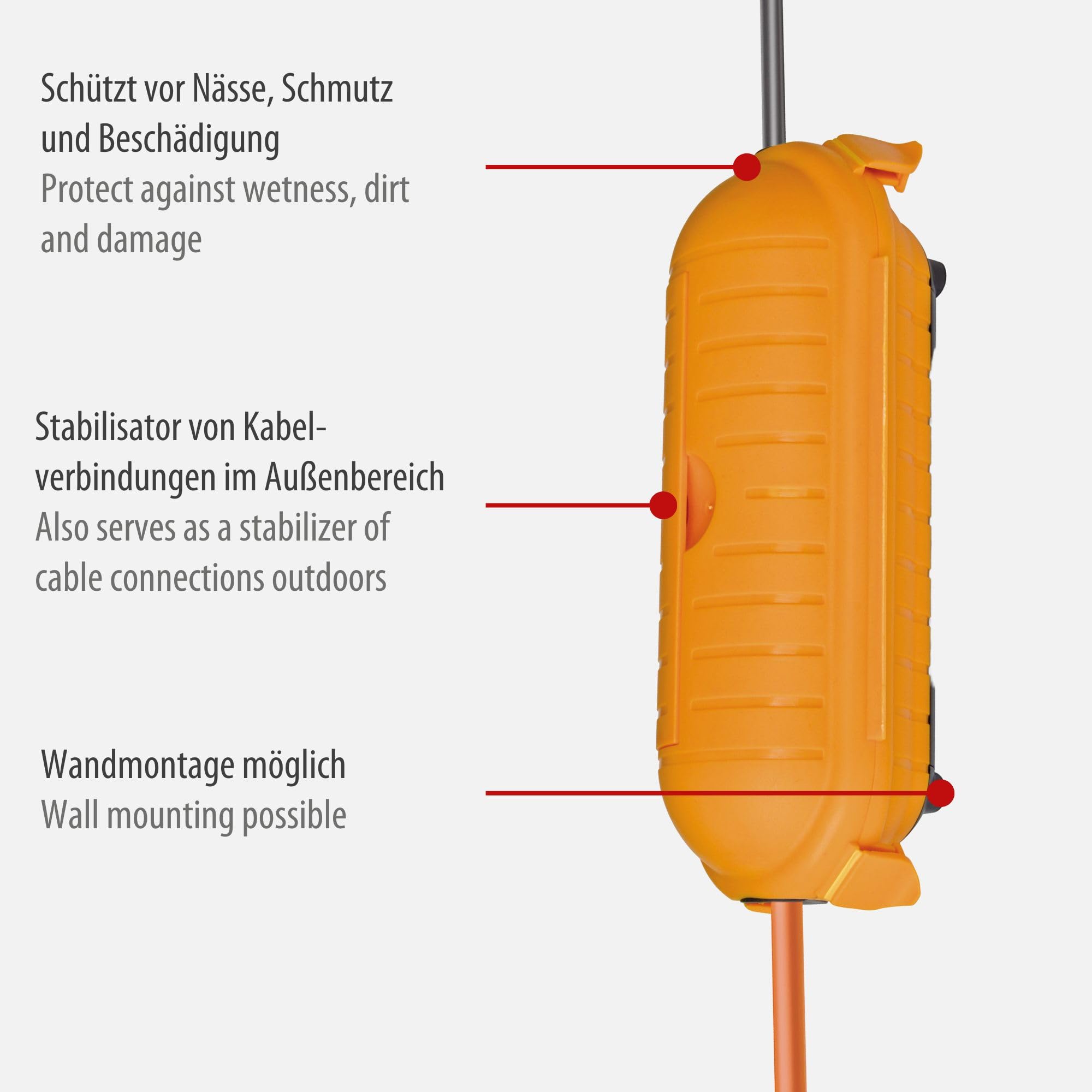 Brennenstuhl Safe-Box BIG IP44 / Schutzbox für Verlängerungskabel (Schutzkapsel für Kabel im Außenbereich) gelb 2