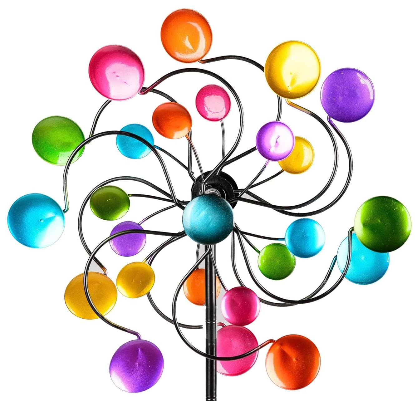 formano Colorful Metal Garden Wind Spinner, Multi-coloured, 126 cm, Lacquered Metal