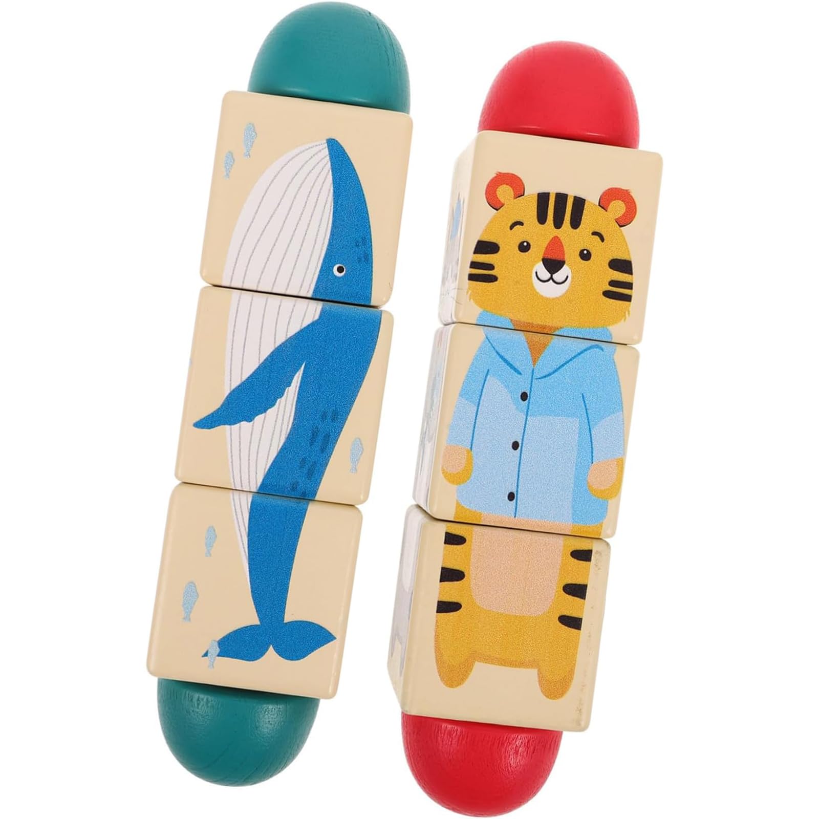 Montessori Wooden Rotating Twist Blocks, Wooden Twist Toy Building Toys, Rotating Stacking Toys for Animal Spin Puzzle, Rotating Puzzle Block for Early Learning Fine Motor Skills Hand Eye Coordination