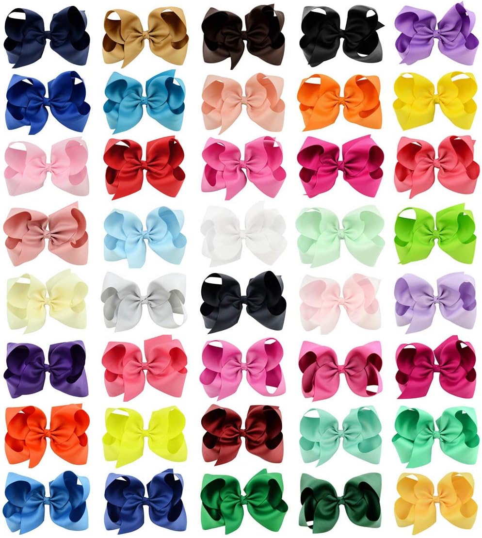 YHXX YLEN 4.3Inches Hair Clip Grosgrain Ribbon Pinwheel Hair Bow Alligator Clips Barrettes for Baby Large, 4.3Inches 20 PCS Mix - Image 3