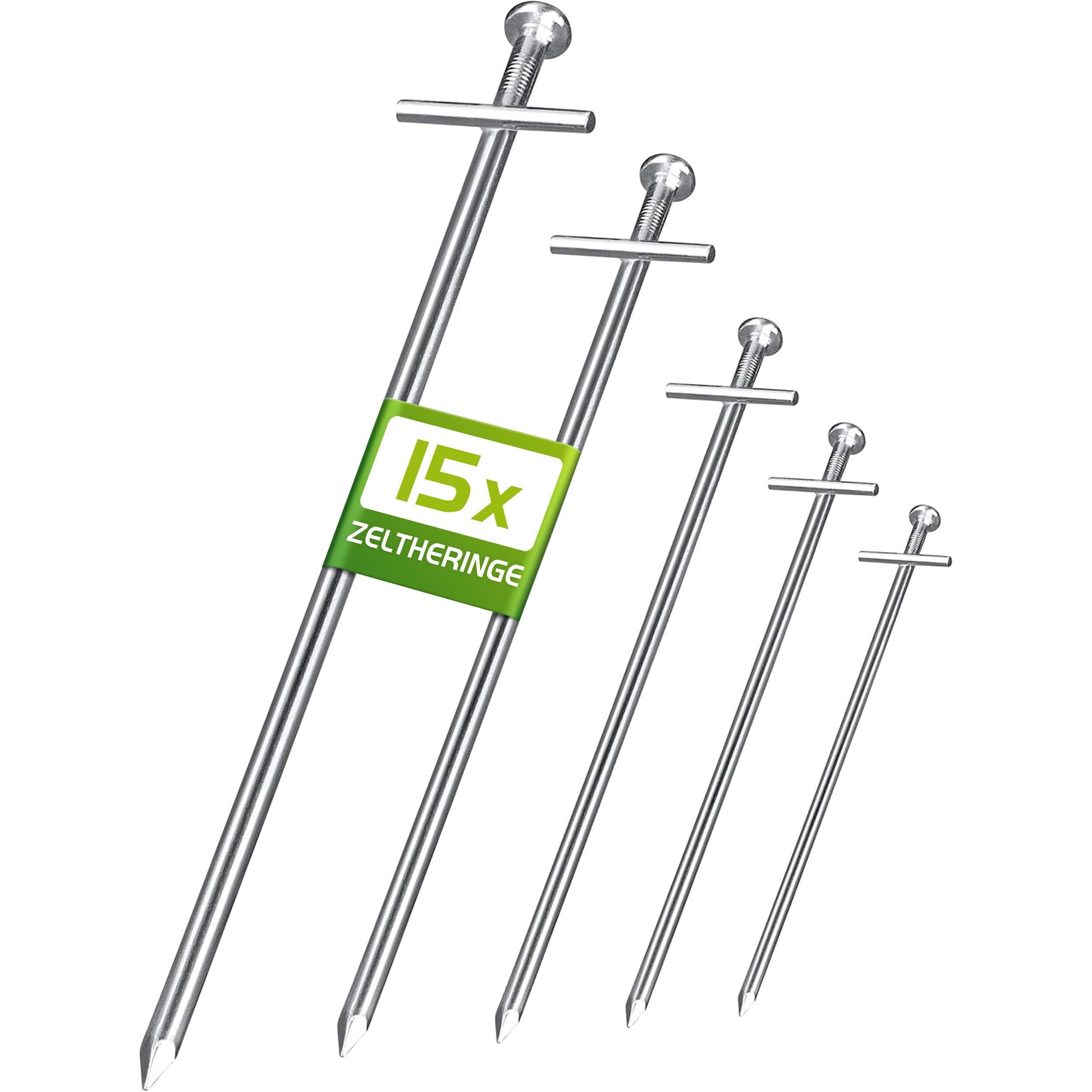 Balinco 15x Anti-ROST tent pegs Ø 6 mm, length 230 mm - T-profile | pegs | ground pegs | ground anchor made of galvanised steel for fastening & fixing tents when camping (15)