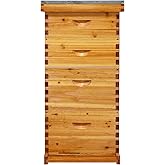NUOMIC 10-Frame Langstroth Bee Hive Beeswax Coated, Complete 4-Layer Beehive Starter Kit Includes 2 Deep Brood Boxes and 2 Medium Super Boxes with Bee Frames and Foundations