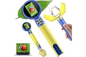 ORESOC 2 in 1 Kids Microscope with Bug Catcher,HD 500X Digital Microscope for Kids with 2" Screen,Photo and Video,STEM Educational Science Kit Learning Toys for Age 3-12 Girls & Boys Birthday Gifts (Blue)