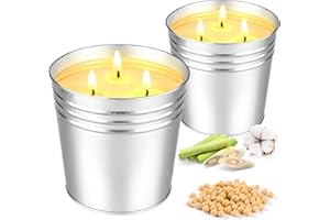 Set of 2 Citronella Outdoor Candle - 17 oz Large 3-Wick Soy Wax Candle with up to 180 Hours of Burning time, Perfect for Yard