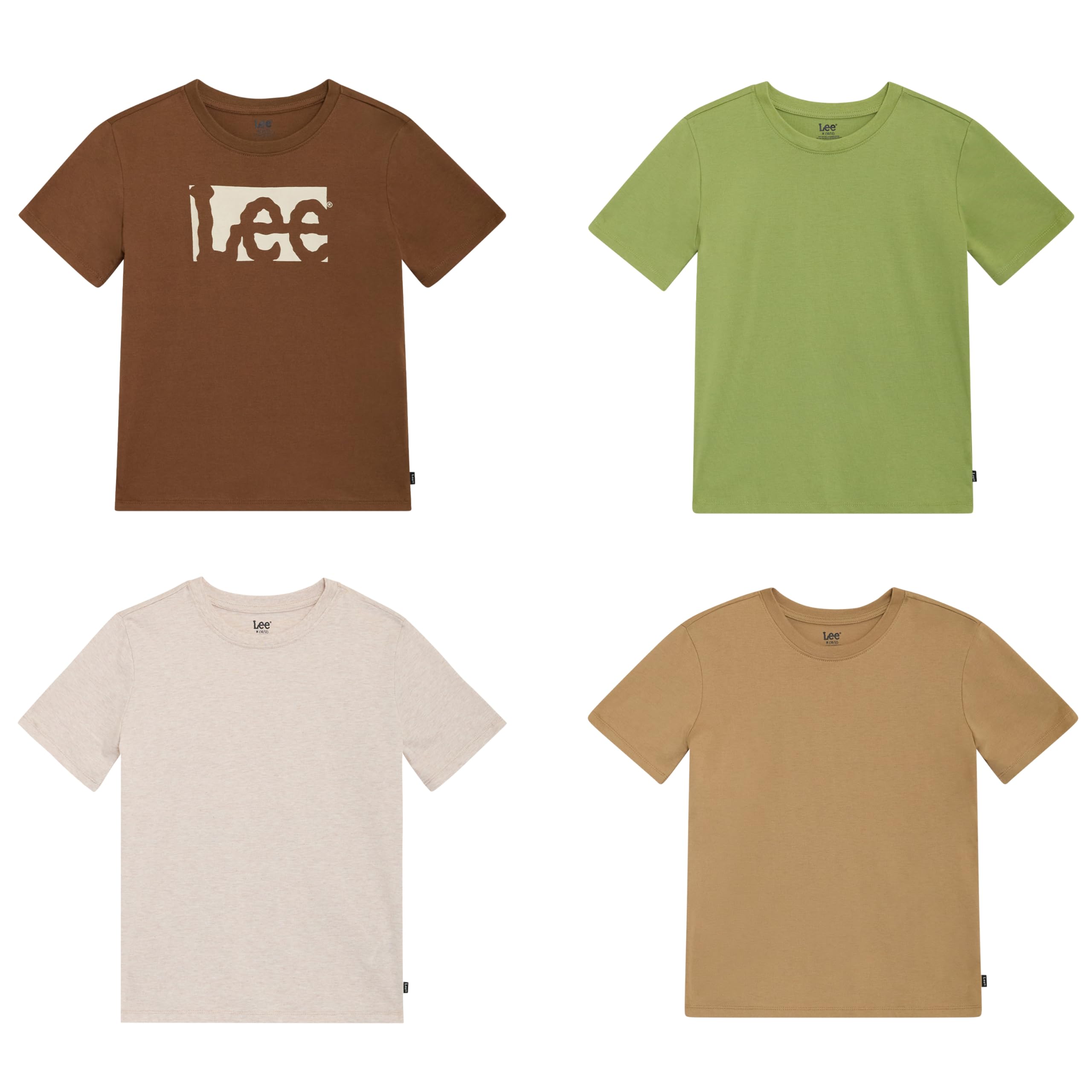 Lee Boys’ 4 Pack Variety Super Soft Stretchable Tee Short Sleeve T-Shirt, Brown Collection Set, Medium