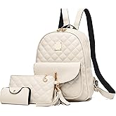 IHAYNER Women's Simple Design Quilted Mini Backpack - 3Pcs Leather Backpack Purse for Women