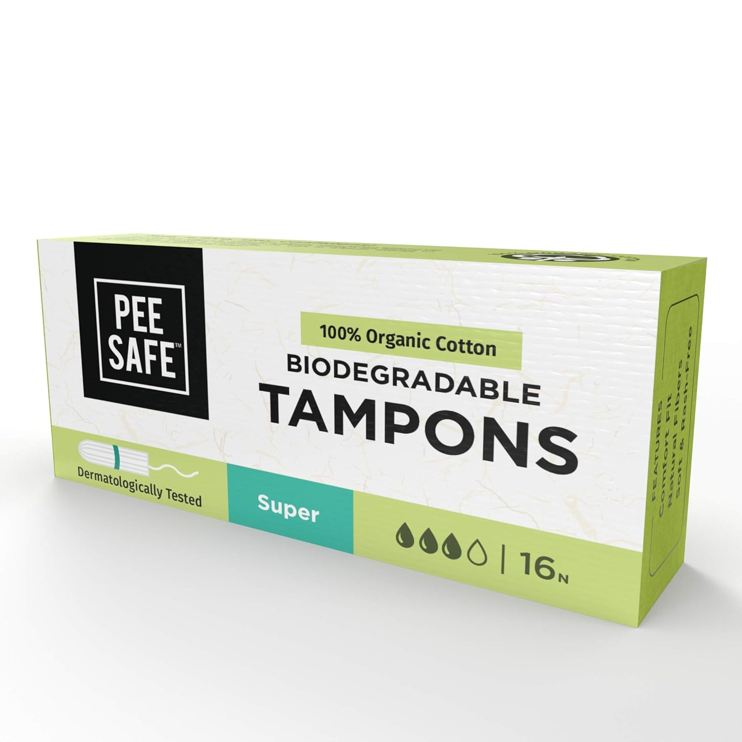 Buy Pee Safe 100 Organic Cotton Tampons (Pack of 16, Super) Online at