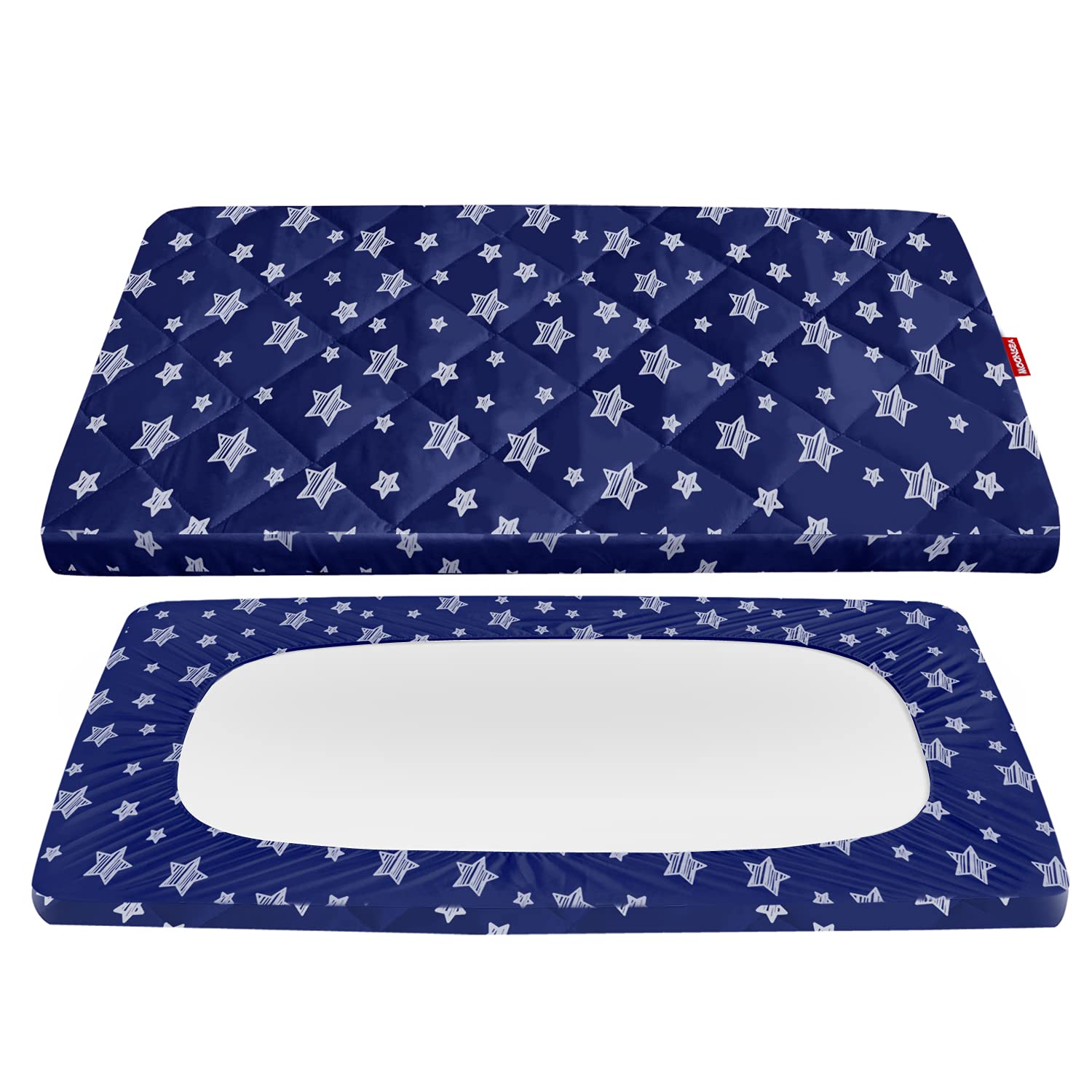 Photo 1 of Pack and Play Sheets Fitted, Breathable Thick Playard Lovely Print Cover 39"×27"×5" Compatible with Graco Pack n Play, Navy Star