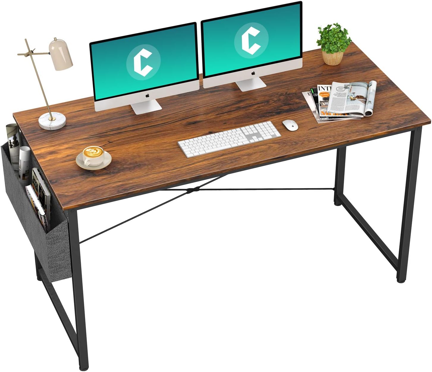 Cubiker Computer Desk 47" Home Office Writing Study Desk, Modern Simple Style Laptop Table with Storage Bag, Black: Kitchen & Dining