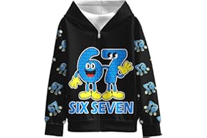 Difforever Kids 67 Hoodie Boys Girls Sweatshirt Six Seven Youth Zipper Jacket 6 7 Number Printed Long Sleeve for 2-12Y