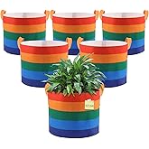 LITLANDSTAR 6 Pack 10 Gallon Grow Bags, Heavy Duty Thickened Colorful Nonwoven Plant Fabric Pots with Handles, Five-Color Tone Garden Plant Bags for Fruits Vegetables Flowers Herb