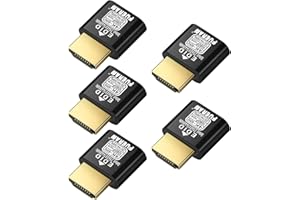 FUERAN HDMI Dummy Plug 4K HDR,4K@60Hz、1440P@120/144Hz、1080P@120/144/240Hzedid Emulator Virtual Display Adapter,hdmi Headless Adapter-NEW-4K(default1440P) 5Pack