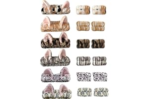 18PCS Cute Cat Ears Spa Headband for Washing Face Makeup Skincare Headband with Wrist Bands, Sleepover Party Supplies for Wom