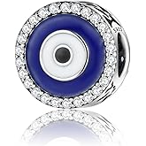 AIEGNOS Evil Eye Charms 925 Sterling Silver Charms for Bracelet and Lucky Jewelry Hamsa Charm Fatima Charms Beads European Charm Evil Eye Compatible Bracelet Necklace for Women Mother Sister Gifts